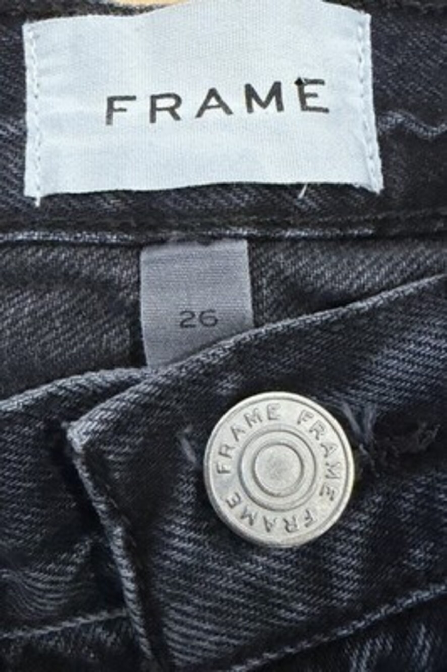 FRAME le Original Wide Leg Raw Hem Jeans In Inkwell Size 26 Le Jane Crop Black - Picture 3 of 4